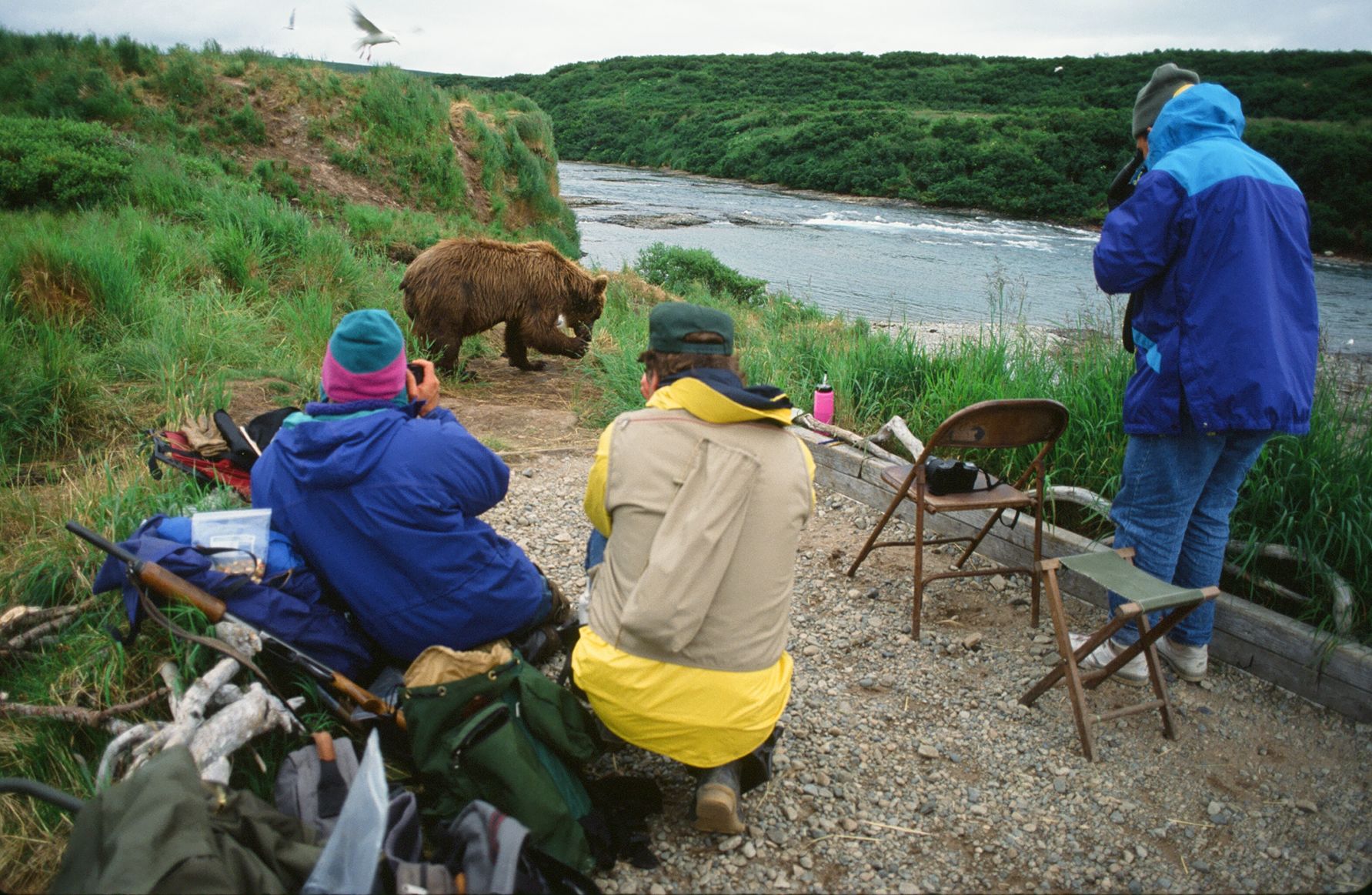 Bears Come First - Sherwonit.bear & people at McNeil Falls..JPG